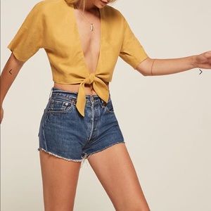 Reformation Pearl Tie Front Top Size L